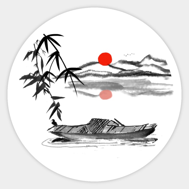 Chinese Ink and wash painting Sticker by SYnergization